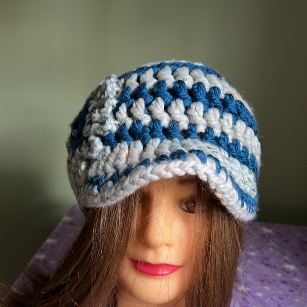 Crochet flower newsboy medium thick wool blend yarn new - Picture 3 of 6